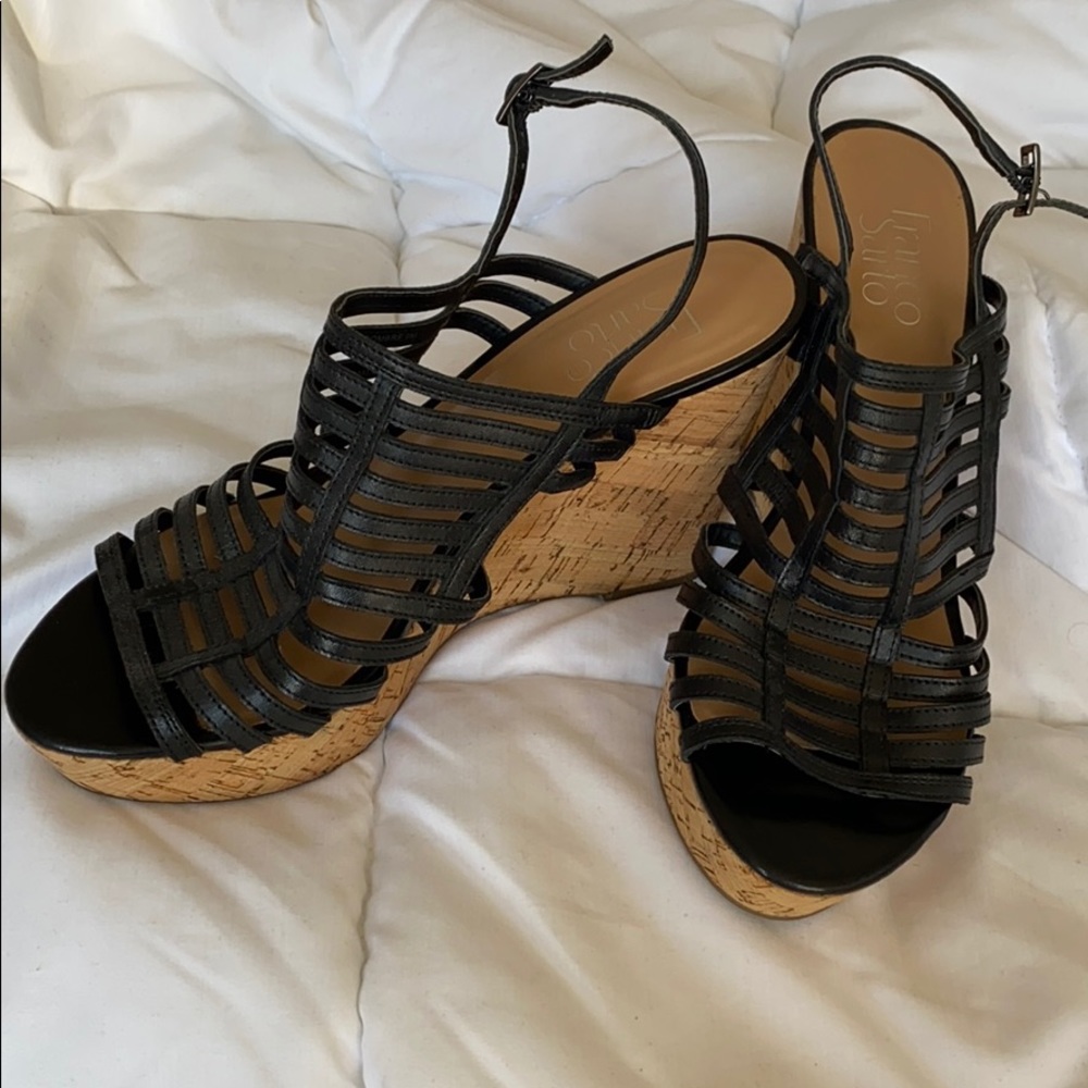 Franco Sarto Black Strappy Sombre Wedge Sandals 🖤